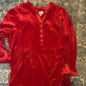 Red Velvet Button-Down shirt . Great for Christmas